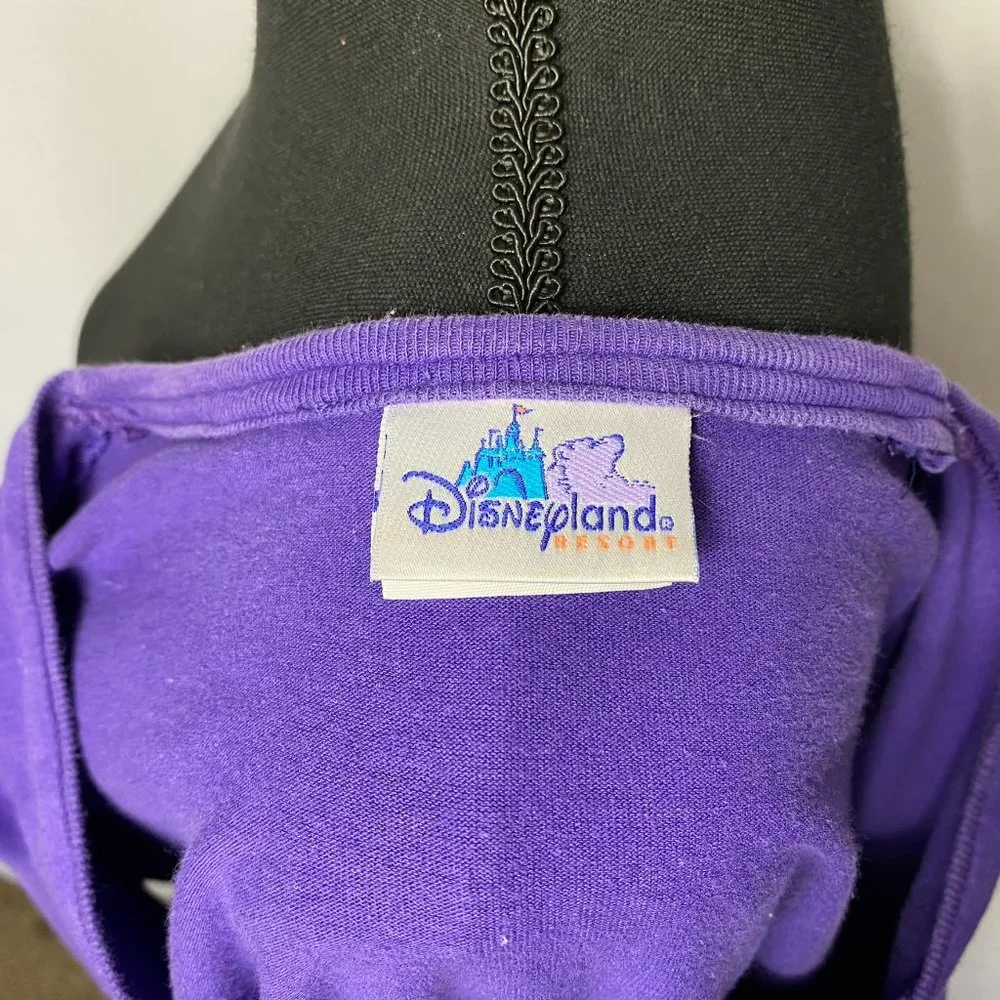 Disneyland Resort Vintage 90's Tinker Bell Square Neck Purple T-shirt Size L - Picture 4 of 6